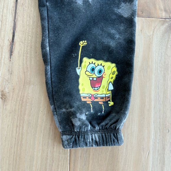 Nickelodeon joggers  sponge bob/patrick black & grey tie-dye style sz 10 unisex - Picture 3 of 6